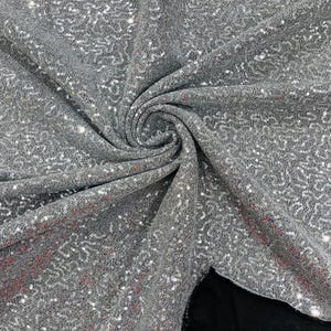 Silver 4 Way Stretch Lurex Fabric By Yard, Shiny Sequins Lurex Fabric, Shimmer Lurex Fabric, Lurex Sequin Fabric, Metallic Lurex Spandex
