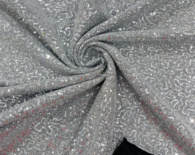 Silver 4 Way Stretch Lurex Fabric By Yard, Shiny Sequins Lurex Fabric, Shimmer Lurex Fabric, Lurex Sequin Fabric, Metallic Lurex Spandex