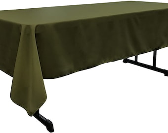 Olive Polyester Tablecloth: 60" Wide Rectangular Table Cover