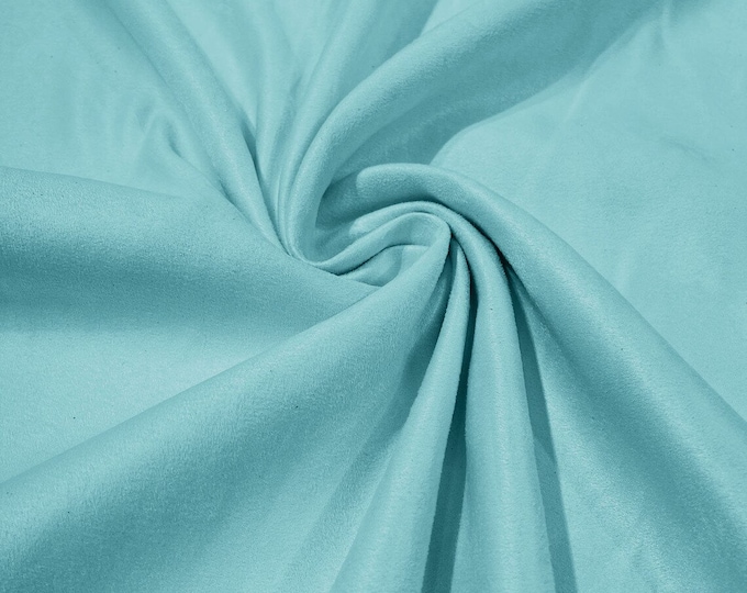 58" Faux Micro Suede Fabric - Tiff Blue - Polyester Micro Suede Fabric for Upholstery / Crafts / Costume Sold By The Yard