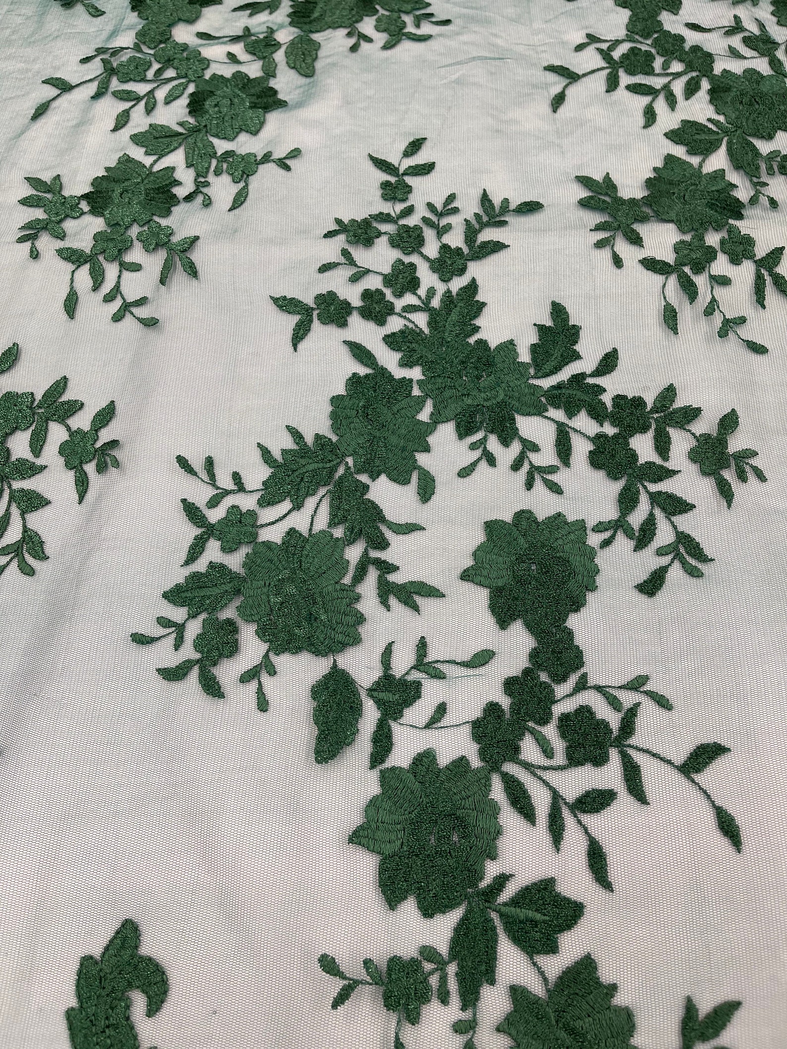 Hunter Green Damask Embroidered Mesh Lace Fabric, Scalloped Edge - Etsy