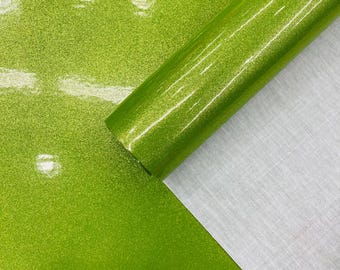Lime Green Sparkle Glitter Vinyl Fabric: Upholstery Grade - 54" Wide