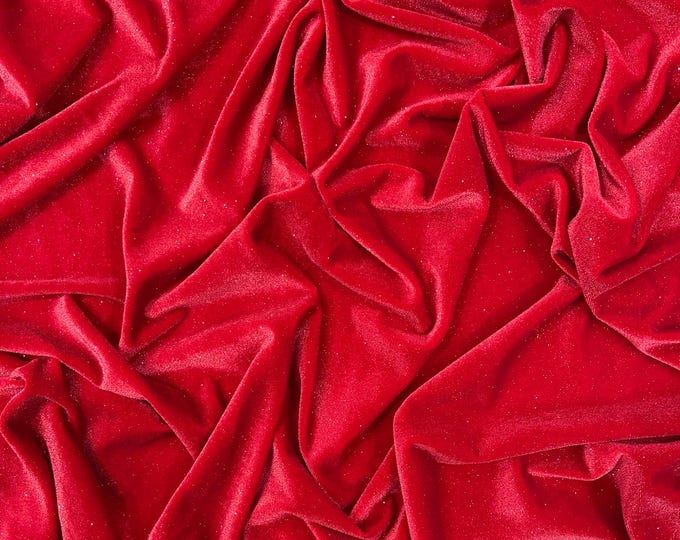 Red Glitter Velvet | Stretch Velvet Fabric: 60'' Wide, Apparel & Costume Sewing
