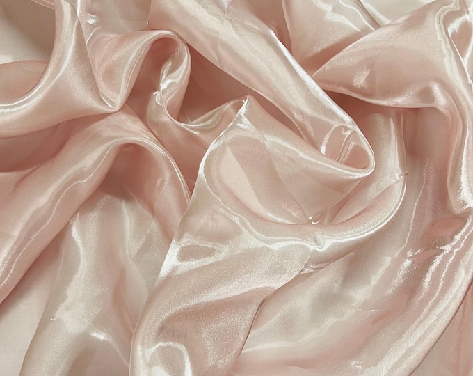Blush Rose Liquid Organza Fabric: Crystal Reflective Glossy Sheer Organza, 60" Wide By The Yard