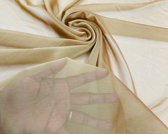 Gold Two-Tone Chiffon Fabric: Sheer Polyester Bridal Fabric