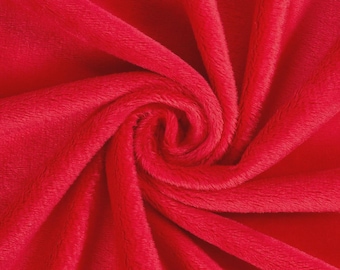 Red Minky Fabric By The Yard: Ultra Soft 60" Wide, 3mm Pile