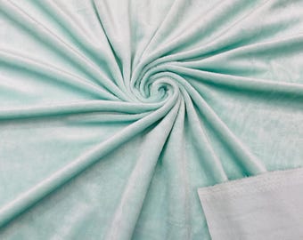 Mint Minky Fabric By The Yard: Ultra Soft 2-Way Stretch, 60" Wide