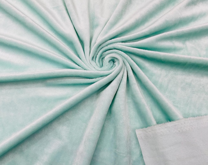 Mint Minky Fabric By The Yard, Ultra Soft Fabric, 3.mm Pile, 2 Way Stretch Minky Fabric, 60” Wide Used for Blanket