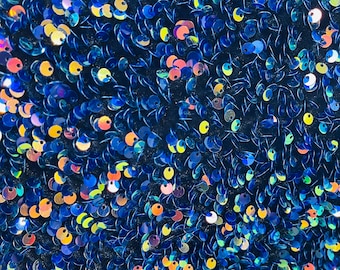 Iridescent Sequin Black Velvet Fabric: 5mm Luxury 2-Way Stretch (58/60")