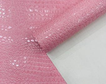 Pink Crocodile Embossed Vinyl Fabric: Faux Leather Upholstery - 54" Wide