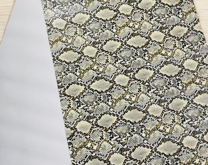 Ivory Snake Skin Embossed Vinyl - Python Snake Upholstery Accessory Design Vinyl Faux Leather Sold by the Yard