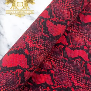 Red Snake Design Nylon Spandex By The Yard, Digital Print Snake Fabric | Muti Color Snake Fabric 4 Way Stretch, Serpent Fabric 60” Wide