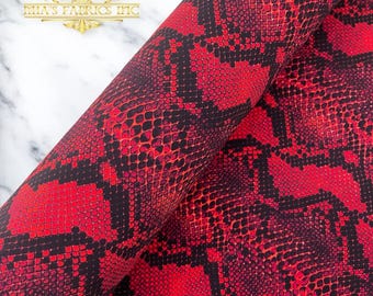 Red Snake Print Fabric: 4-Way Stretch Nylon Spandex, 60" Wide
