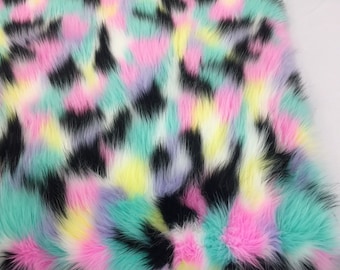 Faux Fur Fabric - Multi-Color Decoration Soft Furry Fabric - 60" Wide Sold By The Yard (Choose The Size)