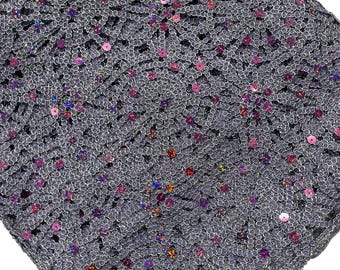 Lilac Chemical Lace Fabric with Sequins - Double Border, 50" Wide