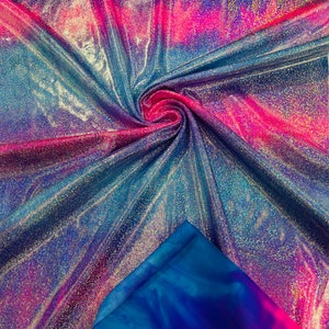Tie Dye Mystique Nylon Spandex Fabric: Holographic Foggy Foil, 4-Way Stretch