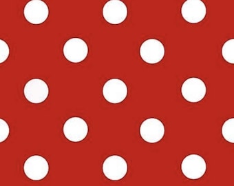 Red and White Polka Dot Poly Cotton Fabric - 58/60" Wide