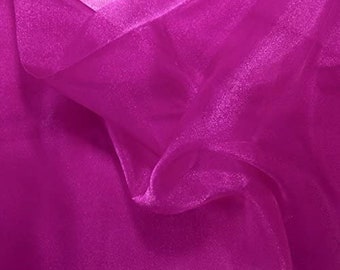 MAGENTA Sparkle Crystal Sheer Organza Fabric Shiny for Fashion, Crafts, Decorations 60" by the Yard (Pick a Size)