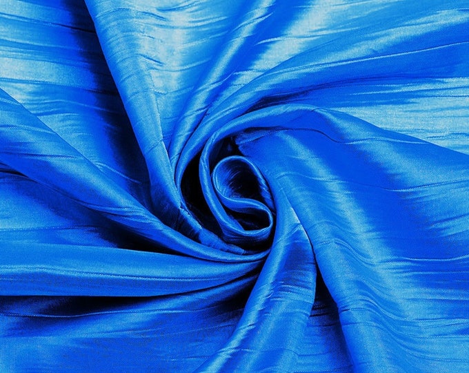 Crushed Taffeta Fabric - Turquoise - 54" Inch Wide Crushed Taffeta Creased Fabric Sold by The Yard