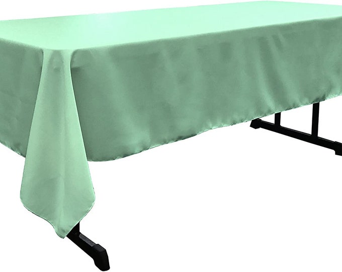 60" Wide Mint Polyester Poplin Rectangular Tablecloth, Polyester Rectangular Cloth Table Covers for All Events (Pick a Size)