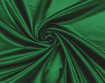 Hunter Green Bridal Satin Fabric: Shiny Polyester Charmeuse, 60" Wide - By The Yard