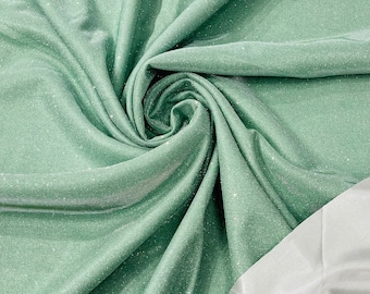 Sage Green Shimmer Fabric: 4-Way Stretch Glitter Spandex, 58-60" Wide