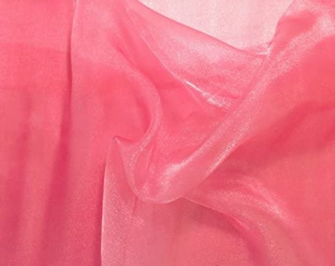 CORAL Sparkle Crystal Sheer Organza Fabric Shiny for Fashion, Crafts, Decorations 60" by the Yard (Pick a Size)