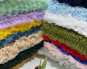 Baby Pink Tulle Ruffle Fabric, 60" Wide Waves - Prom Dress Wedding & Decoration