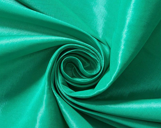 Jade Green Taffeta Stretch Fabric 2-Way Stretch, Spandex Polyester 58" Wide Sold by The Yard