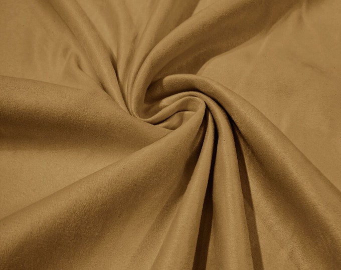 58" Faux Micro Suede Fabric - Gold - Polyester Micro Suede Fabric for Upholstery / Crafts / Costume Sold By The Yard