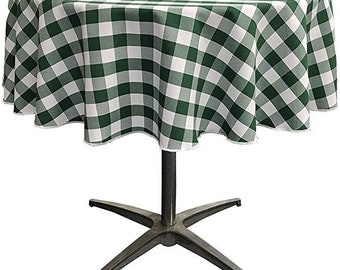 Checkered Round Tablecloth: Wrinkle Resistant Polyester Poplin Banquet Cloth