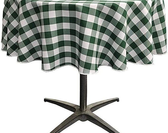 Checkered Tablecloth Polyester Poplin Tablecloth Inch Round Banquet Cloth, Wrinkle Resist Quality (Pick Color & Size)