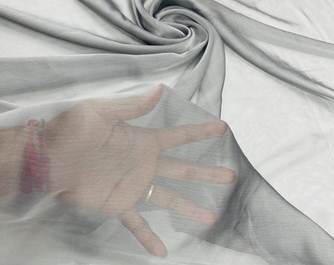 Gray Polyester Two-Tone Chiffon Fabric by the Yard, Bridal Chiffon Fabric, Two-Tone Chiffon Fabric | Chiffon Two Tone Sheer Fabric