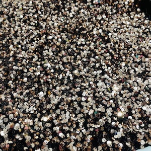 Rose Gold Sequin Fabric on Black Stretch Velvet - by the yard - all Over 5mm Sequins Velvet 2-way Stretch 58/60”