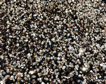 Rose Gold Sequin Fabric: Black Stretch Velvet (By The Yard)