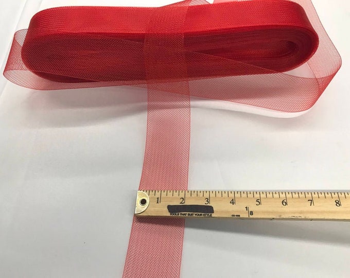 2 Inch Red Crinoline Horsehair Braid Trim-Wedding-Bridal-Decorations-Crafts-Sold By The Yard (Choose The Quantity)
