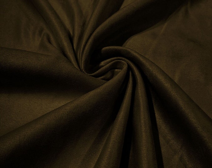 58" Faux Micro Suede Fabric - Dark Olive - Polyester Micro Suede Fabric for Upholstery / Crafts / Costume Sold By The Yard