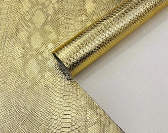 Vinilo imitación piel de serpiente víbora color oro metalizado - piel sintética - escamas 3D - vinilo vendido para tapicería cortado a medida
