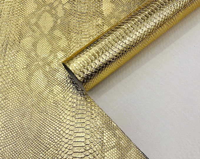 Metallic Gold Faux Viper Snake Skin Vinyl-faux Leather-3D Scales-sold Vinyl For upholstery  By The Yard