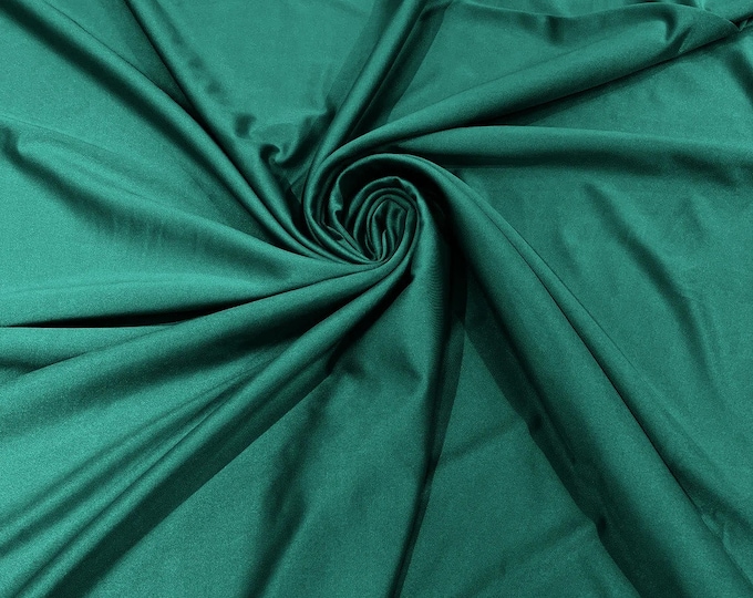 Jade Green Shiny Milliskin Nylon Spandex Fabric 4 Way Stretch Prom-Gown-Dress, 58" Wide Sold by The Yard (Pick a Size)