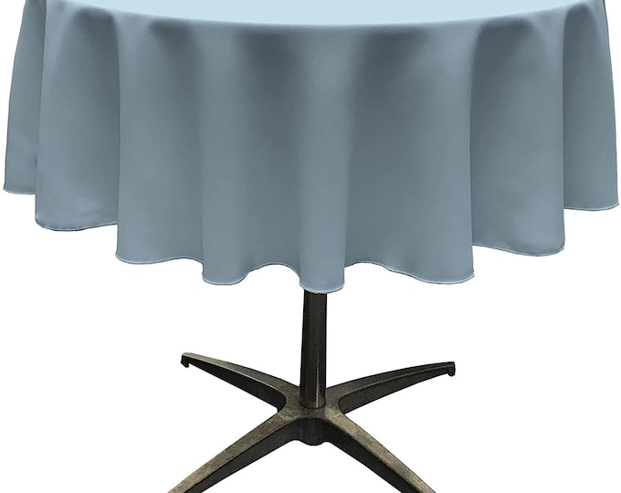 Mia's Fabrics Inc, Light Blue Tablecloth Polyester Poplin Tablecloth Inch Round Banquet Cloth, Wrinkle Resist Quality (Pick a Size)