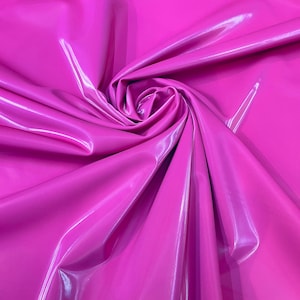 Hot Pink | Latex Shiny Vinyl 4 Way Stretch | Milliskin Vinyl Spandex Fabric | Prom-Gown-Dress, 58&quot; Wide Sold by The Yard (Pick a Size)