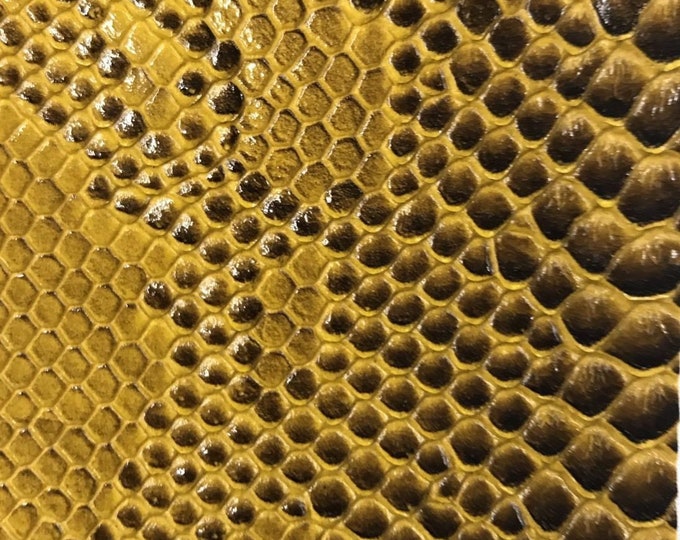 Gold-Brown Faux Viper Snake Skin Vinyl-faux Leather-3D Scales-sold Vinyl For upholstery  By The Yard