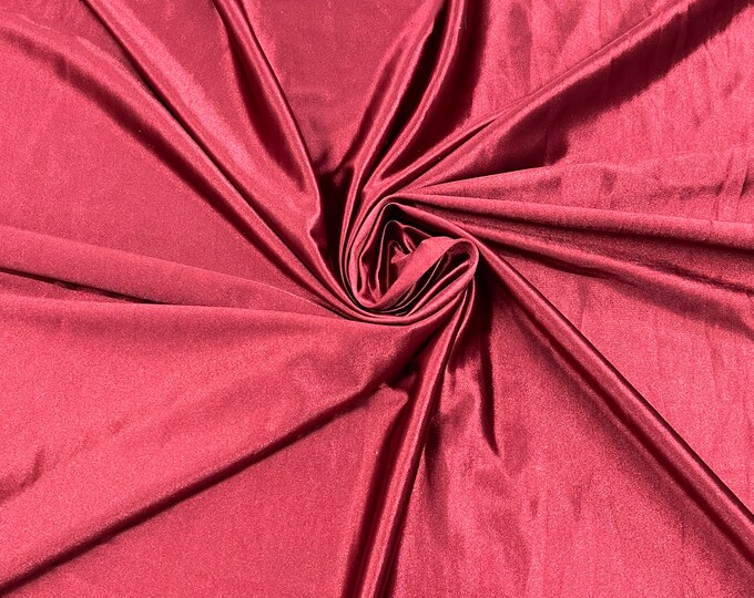 Spandex Luxury Fabric - Burgundy - Shiny Polyester Spandex Stretch Fabric Sold By The Yard - 20% Spandex (Pick a Size)