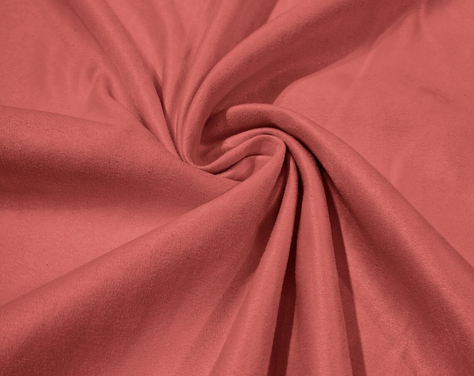 58" Faux Micro Suede Fabric - Coral - Polyester Micro Suede Fabric for Upholstery / Crafts / Costume Sold By The Yard