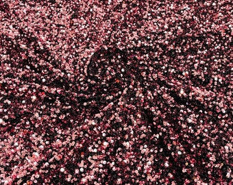 Dusty Rose Sequin Fabric: Black Stretch Velvet, 5mm Sequins - By The Yard