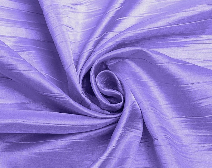 Crushed Taffeta Fabric - Lavender - 54" Inch Wide Crushed Taffeta Creased Fabric Sold by The Yard