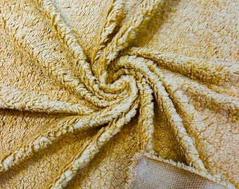 Camel Minky Sherpa Fleece Fabric - Lamb Wool Design By The Yard