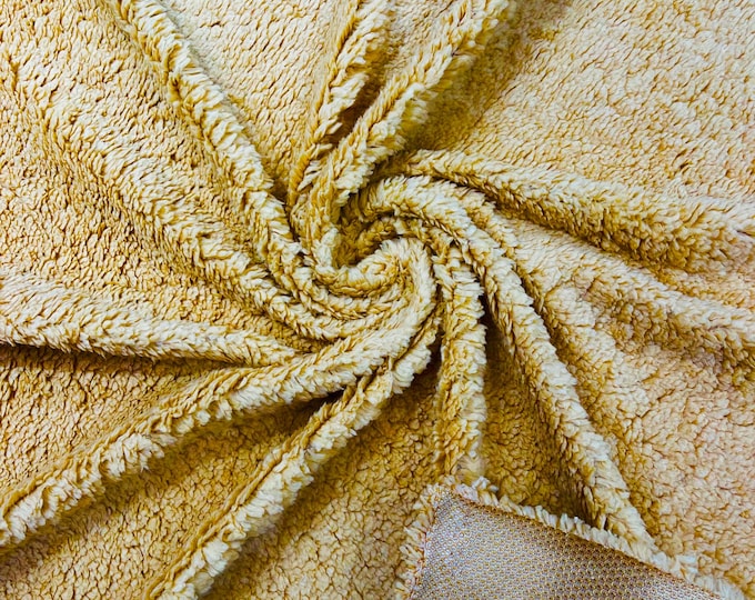 Camel Minky Sherpa Fleece Fabric - Lamb Wool Design By The Yard