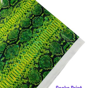 Lime Green Holographic Snake Foil Printed Spandex Fabric By The Yard | Muti Color Snake Design Poly Spandex Fabric 4 Way Stretch 60”